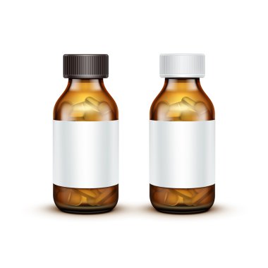 Vektör cam tıbbi şişe ile tablet hap