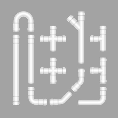 Vector Set of Plastic Pipes Isolated on White clipart