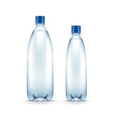 vektör boş plastik mavi su izole şişe