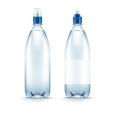 vektör boş plastik mavi su izole şişe