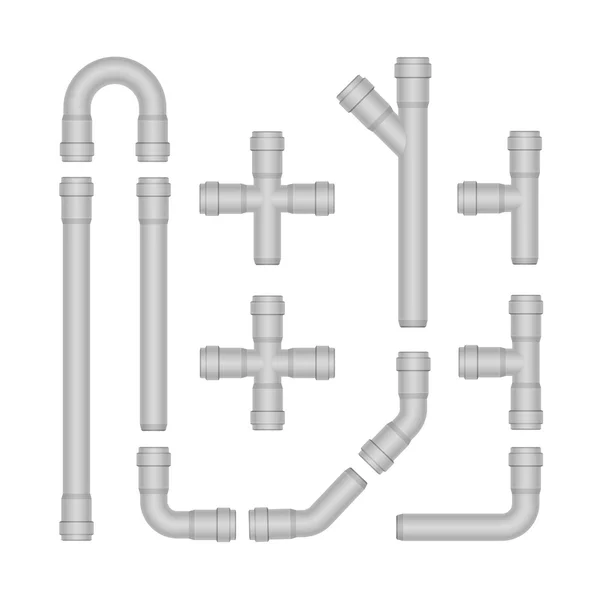 Vector Set of Plastic Pipes Isolated on White — Stock Vector
