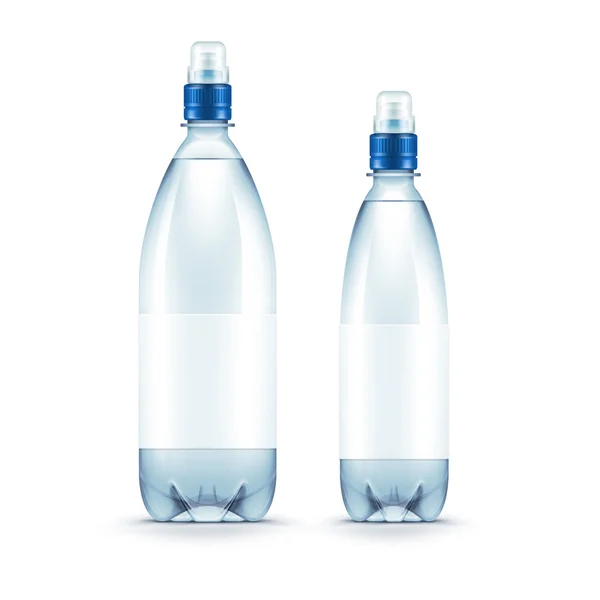 Vector en blanco plástico azul botella de agua aislada — Vector de stock