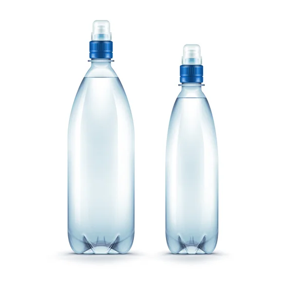 Wektor puste butelki z tworzyw sztucznych niebieski wody na białym tle — Wektor stockowy