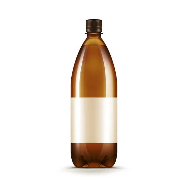 Vektör boş kahverengi plastik su bira Kvas şişe — Stok Vektör