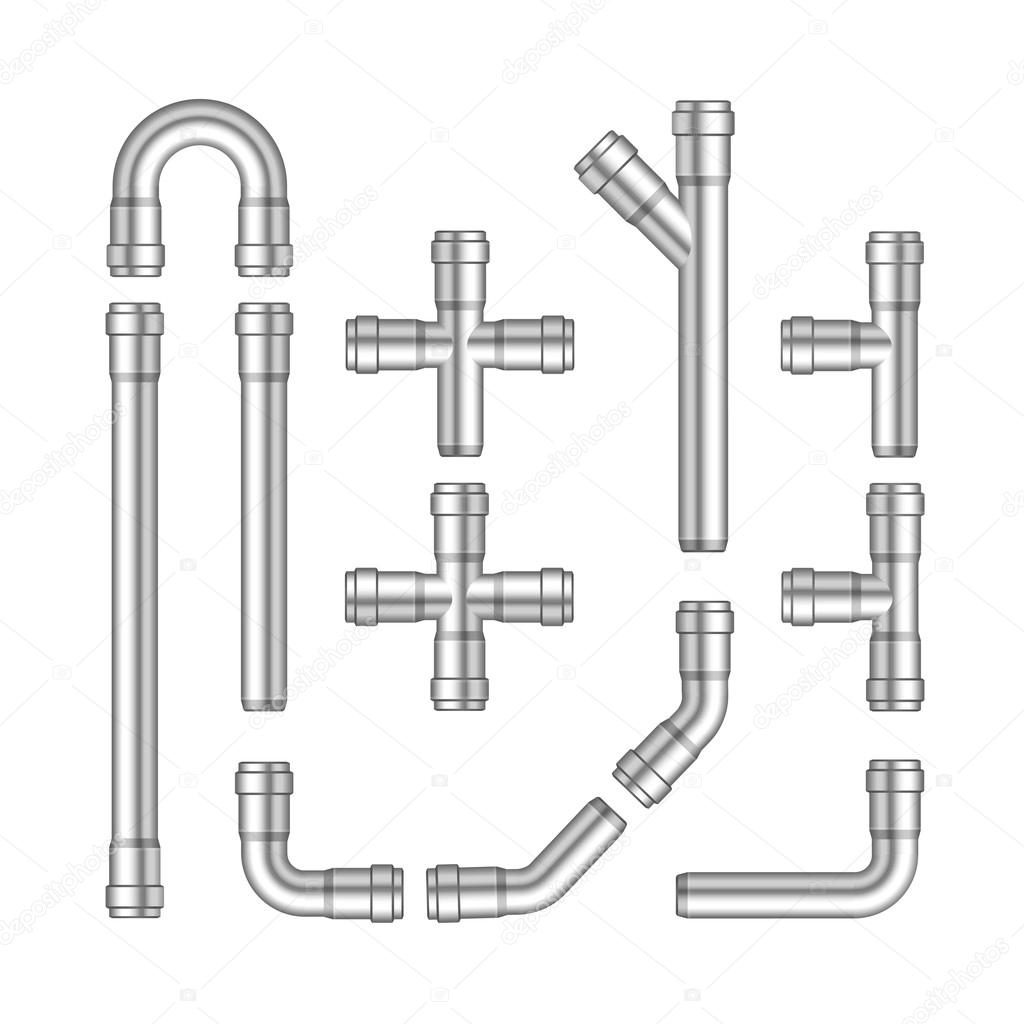 Vector Set of Metal Pipes Isolated