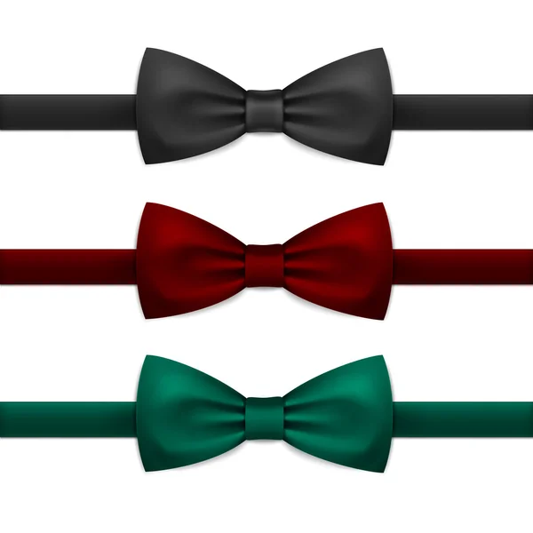 Vector Bow Tie Bowtie Set Isolated on White — Stock Vector