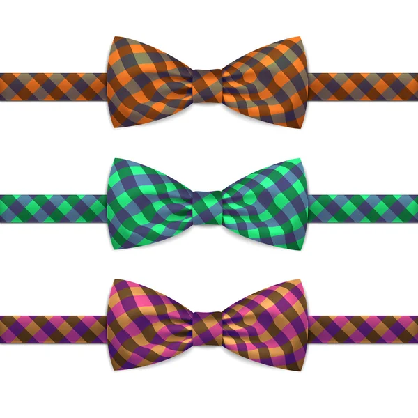 Vector Bow Tie Bowtie Set Isolated on White — Stock Vector