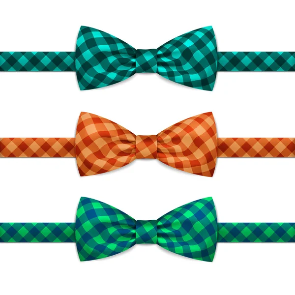 Vector Bow Tie Bowtie Set Isolated on White — Stock Vector