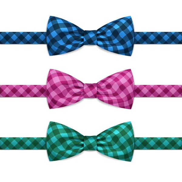 Vector Bow Tie Bowtie Set Isolated on White — Stock Vector