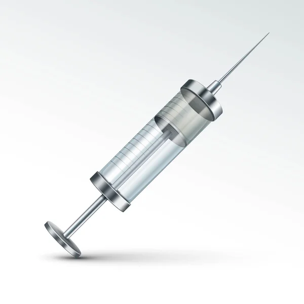 Vector Glass Medical Syringe Isolated on White — Stock Vector