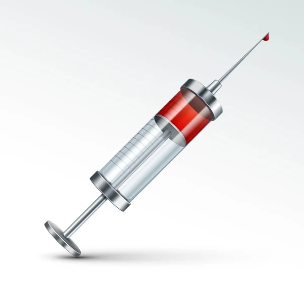 Vector Glass Medical Syringe Isolated on White — Stock Vector