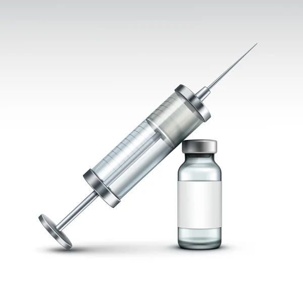 Vector Glass Medical Syringe Isolated on White — Stock Vector