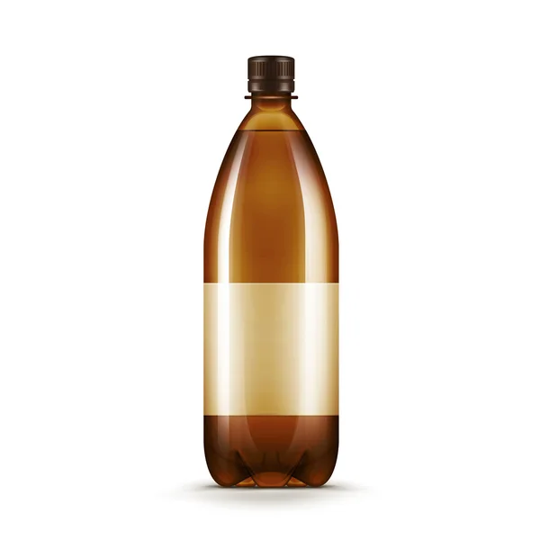 Vector Branco Brown Plastic Water Beer Kvass Garrafa — Vetor de Stock