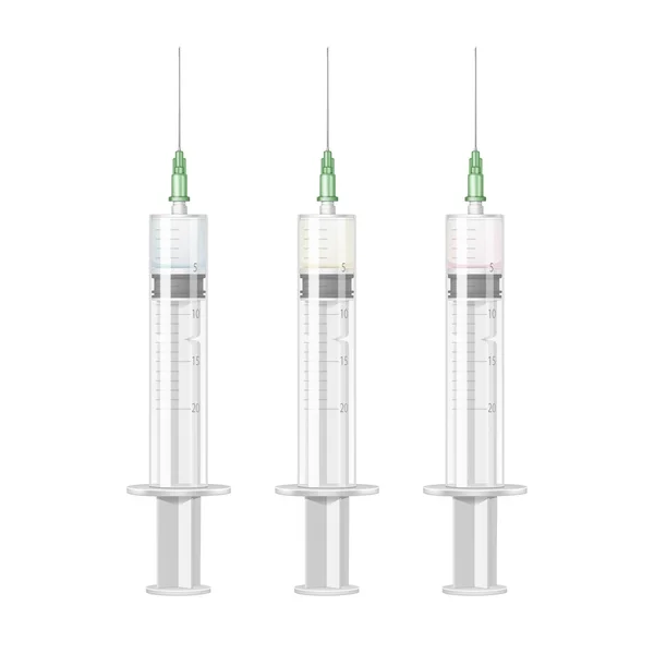 Vector Plastic Medical Syringe Isolated on White — Stock Vector