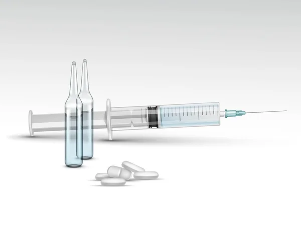 Vector Plastic Medical Syringe Isolated on White — Stock Vector