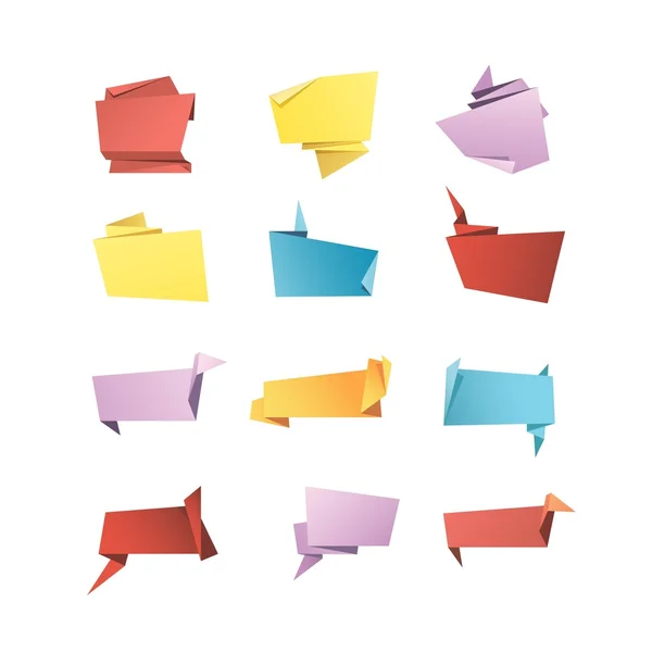 Vector origami banner tal bubbla papper set — Stock vektor
