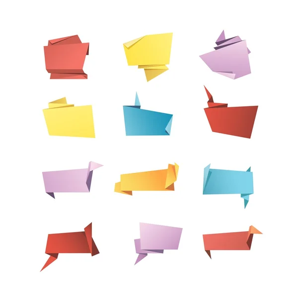 Set Kertas Bubble Speech Banner Origami Vektor - Stok Vektor