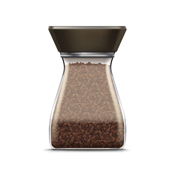 Kahve cam kavanoz ambalaj paketi izole vektör — Stok Vektör