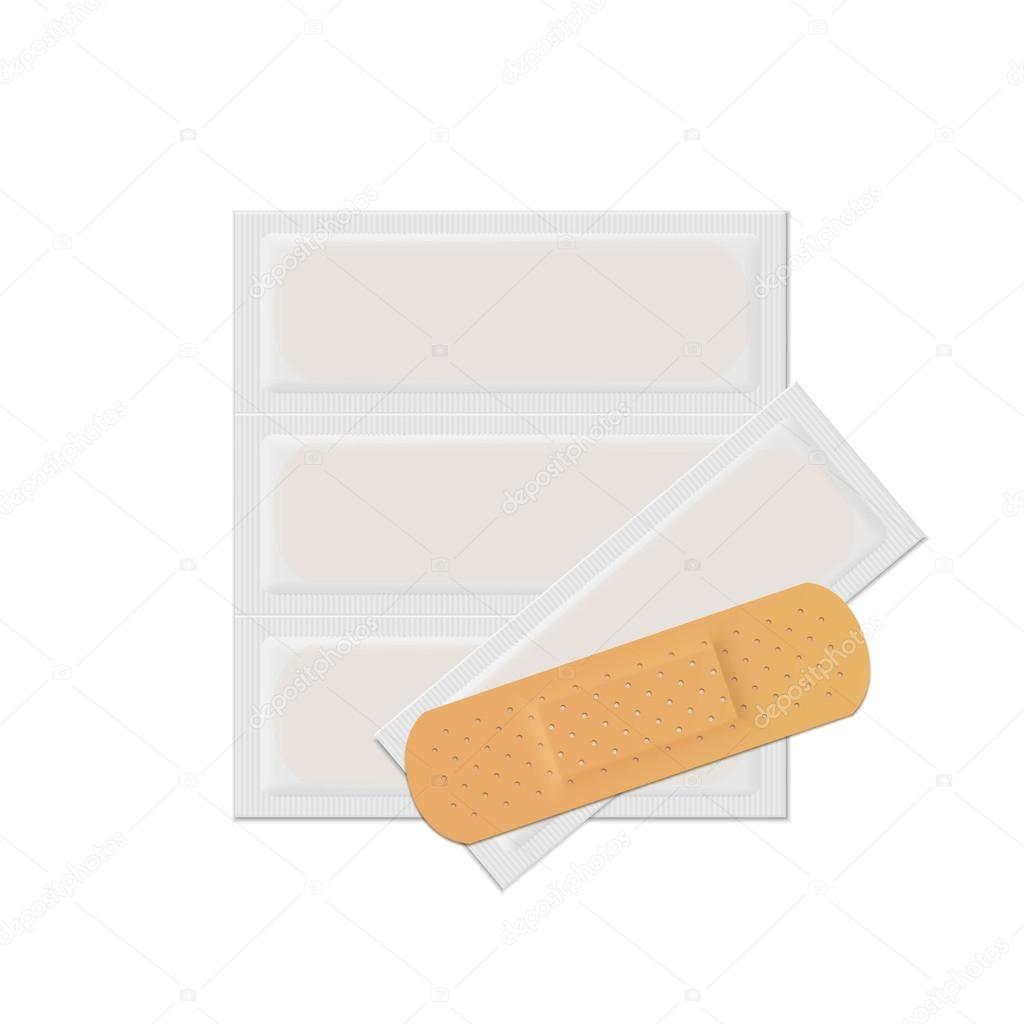 Vector Bandage Plaster Aid Band Medical Adhesive Set Isolated on White Background