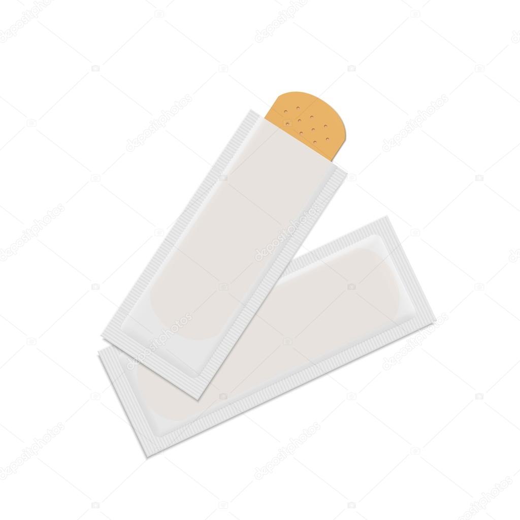 Vector Bandage Plaster Aid Band Medical Adhesive Set Isolated on White Background