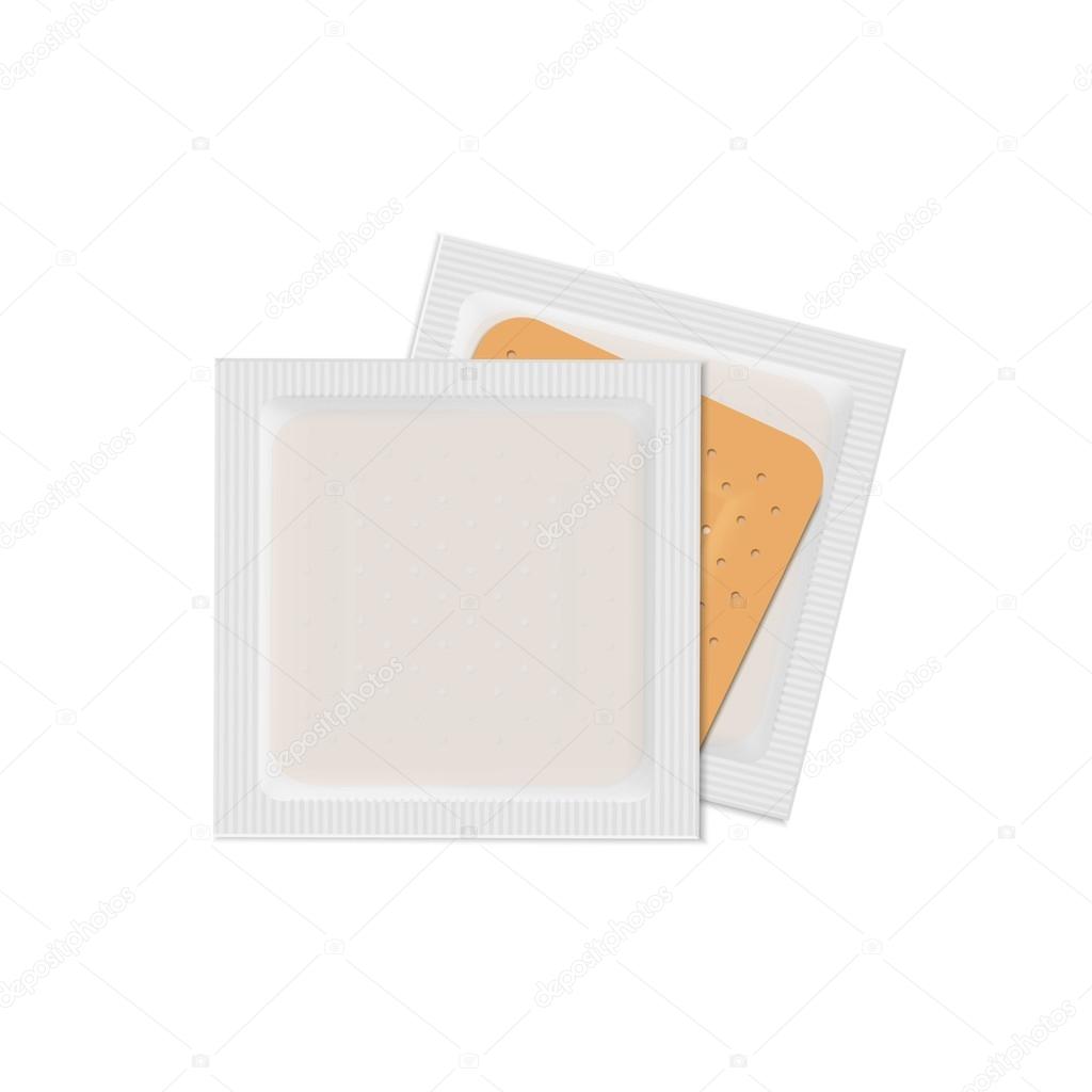Vector Bandage Plaster Aid Band Medical Adhesive Set Isolated on White Background