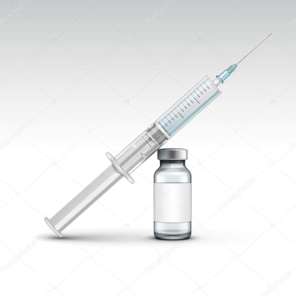 Vector Plastic Medical Syringe Isolated on White