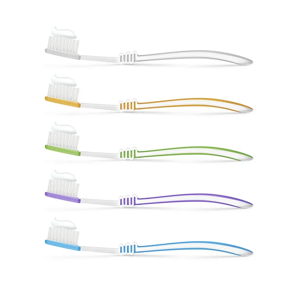 Vector conjunto de cepillos de dientes aislados en blanco — Archivo Imágenes Vectoriales