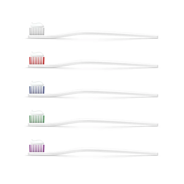 Ensemble vectoriel de brosses à dents isolées sur blanc — Image vectorielle