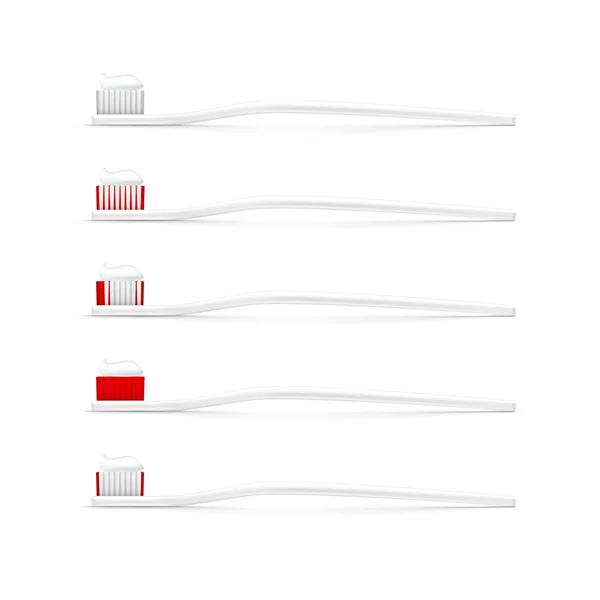 Vector conjunto de cepillos de dientes aislados en blanco — Archivo Imágenes Vectoriales