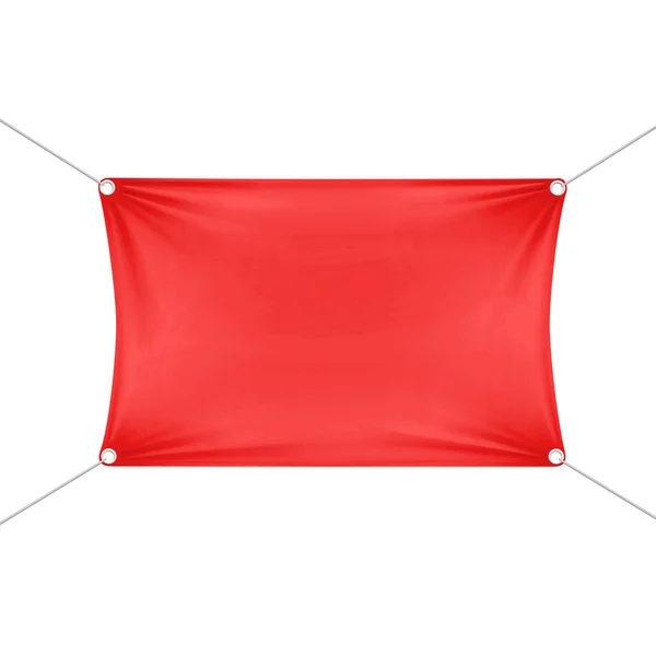 Bandeira retangular horizontal vazia em branco vermelha — Vetor de Stock