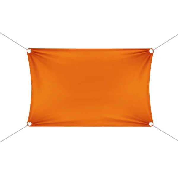 Bandeira retangular horizontal vazia em branco laranja — Vetor de Stock