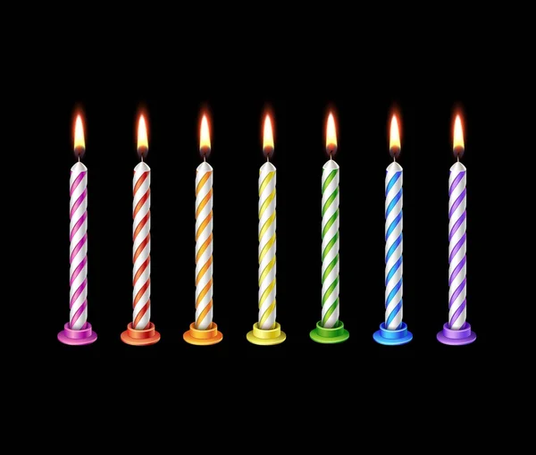 Bougies d'anniversaire Flamme Feu Lumière Isolé — Image vectorielle