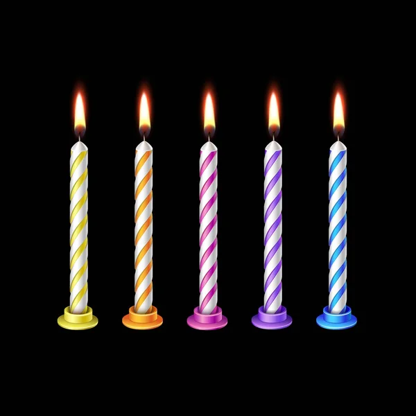 Bougies d'anniversaire Flamme Feu Lumière Isolé — Image vectorielle