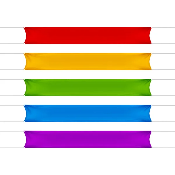 Banners vacíos rojos, amarillos, verdes, azules y púrpuras Vectores de stock libres de derechos