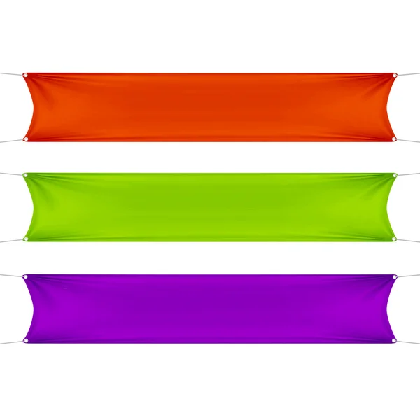 Banners vacíos en blanco rojo, verde y púrpura Vector de stock