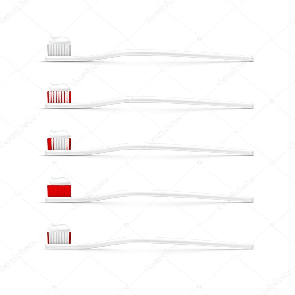 Vector Set of Toothbrushes Isolated on White Background