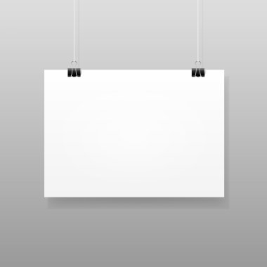 beyaz boş kağıdı duvar posteri mockup vektör