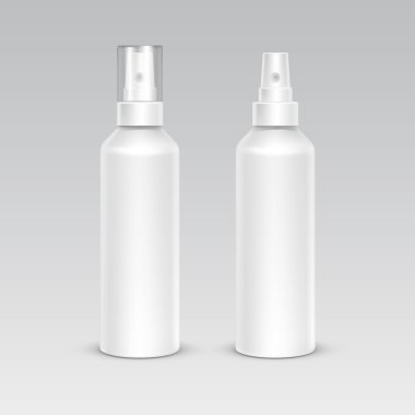 Spray Bottle White Plastic Packaging Container Set clipart