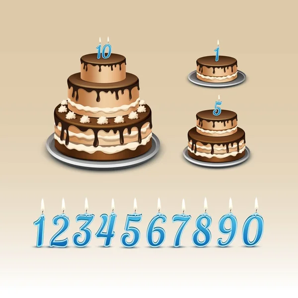Gâteau d'anniversaire avec chiffres de bougies — Image vectorielle