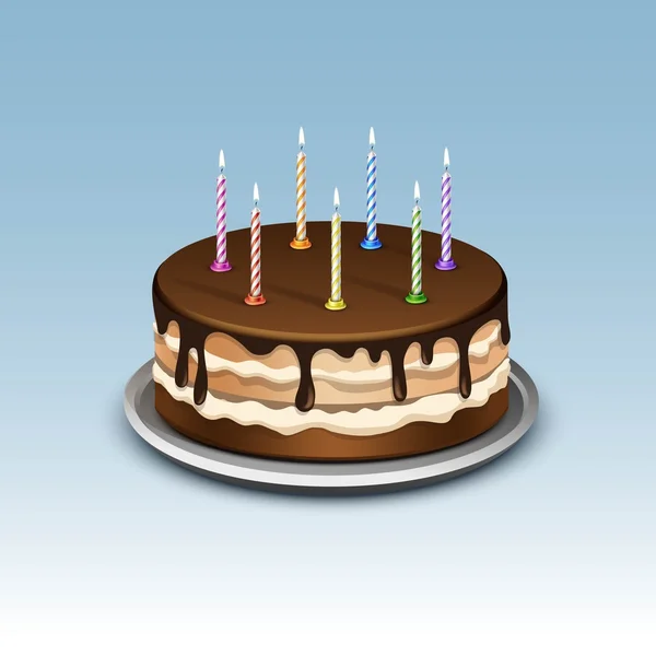 Pastel de cumpleaños con números de velas — Vector de stock