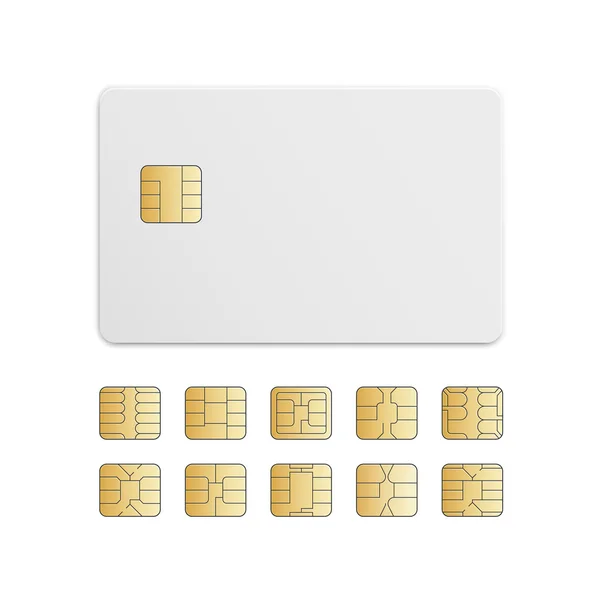 Vector Mobile Cellular Phone Sim Card Chip Set — Stock Vector