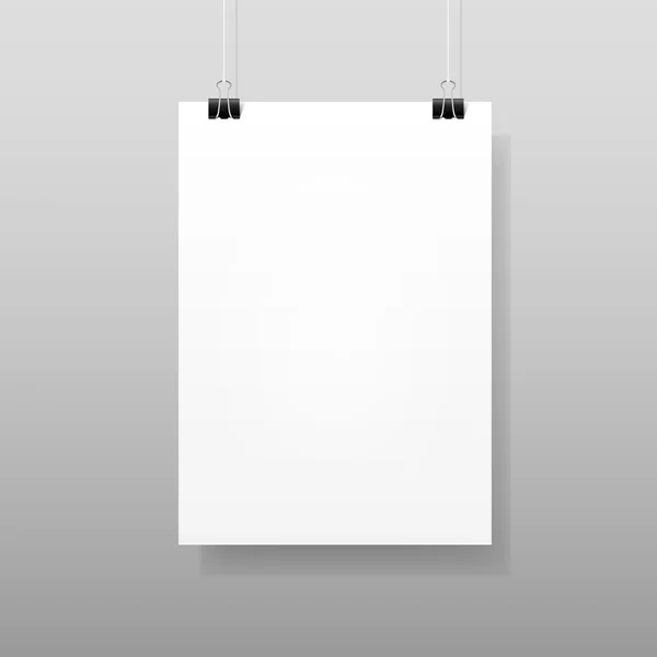 벡터 하얀 빈 종이 벽 포스터 템플릿 — 스톡 벡터