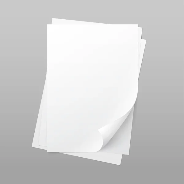 Feuille de page en papier blanc blanc avec boucle d'angle — Image vectorielle