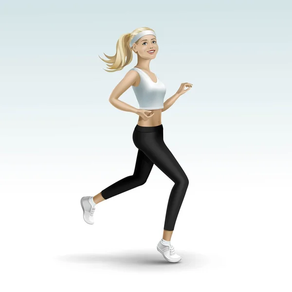 Blonde Woman Girl Female Running Jogging — Stock Vector