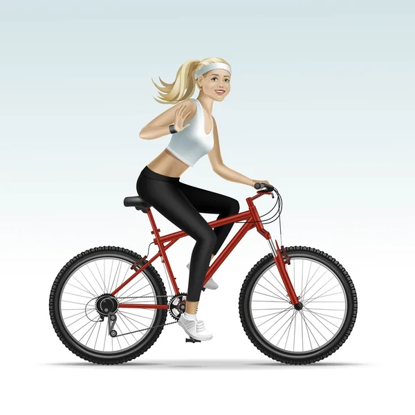 Blondýnka dívka žena jede na kole — Stockový vektor