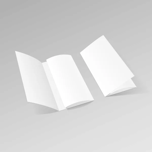 White Trifold Brochure Leaflet Zigzag Folded Flyer — Stock Vector