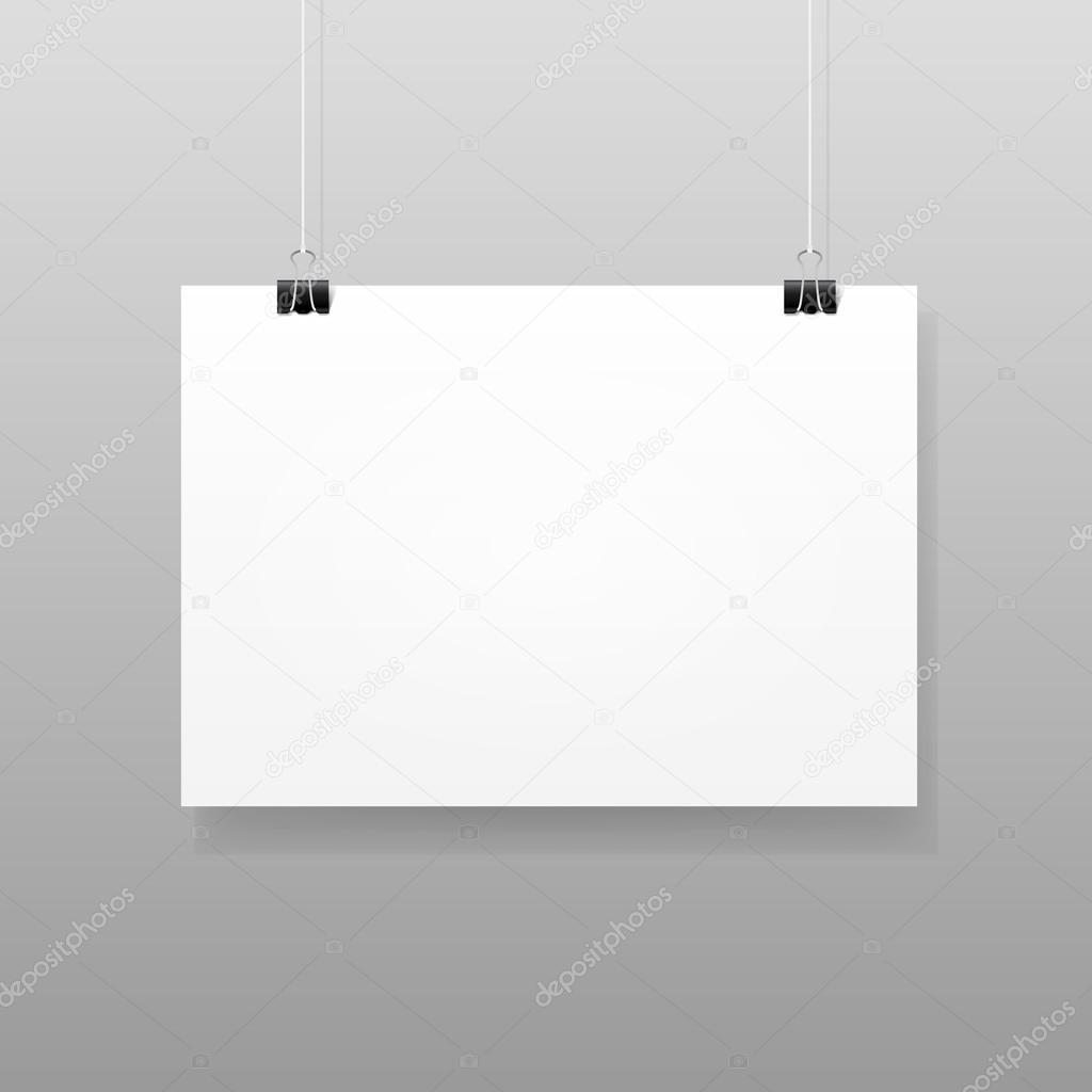 Vector White Blank Paper Wall Poster Mockup