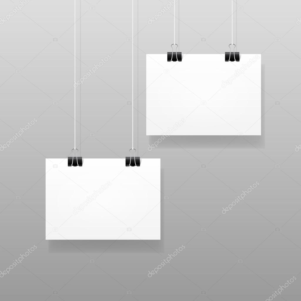 Vector White Blank Paper Wall Poster Mockup Template Frame Design