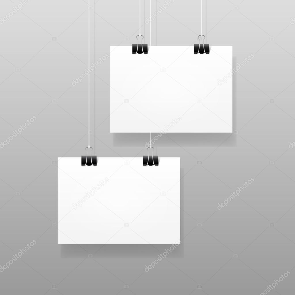 Vector White Blank Paper Wall Poster Template
