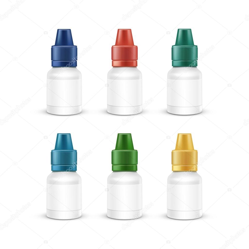 Spray Bottle White Plastic Packaging Container Set. Medical Cosmetic Care. Blank Isolated Vector Illustration